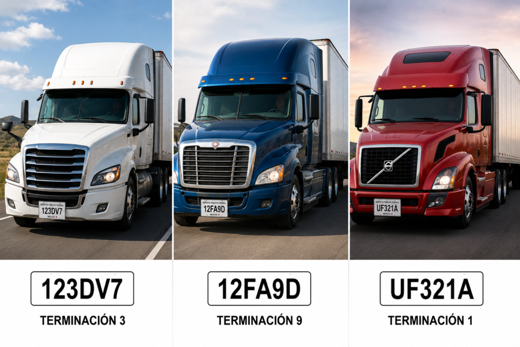 Ejemplo de terminación de la placa en vehículos federales SICT